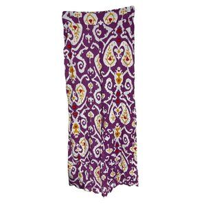 Christian Siriano Purple Ikat Print Wide Leg Pants Womens XS Linen Blend Cropped